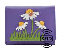 Mala Leather Peony Summer Garden & Ladybird Trifold Purse - Purple