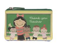 Mala Leather Pinky Teacher Coin Purse - Genuine Leather Ladies Coin Wallet with Print & Appliqué - Compact Gift for Teachers, Christmas Thank You Gift - 12 × 8 cm