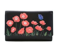 Mala Leather Poppy Floral Large Leather RFID Tri Fold Purse - Black