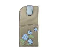 Mala Leather Sakura Floral Glasses Case soft leather wide tab top ladies (Grey)