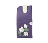 Mala Leather Sakura Floral Glasses Case soft leather wide tab top ladies (Purple)
