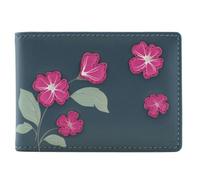 Mala Leather Sakura Japanese Flower RFID Leather ID & Card Holder - Navy