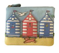 Mala Leather Sandbanks Beach Huts Dog RFID Leather Coin Purse - Multi