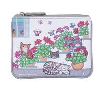 Mala Leather Santorini Summer Cats Coin Purse - Premium Leather with RFID Protection & Cat Appliqué - Includes Dustbag