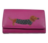 Mala Leather Sausage Dog Large Purse - Soft Premium Leather, Cute Sausage Dog Appliqué, 6 Credit Card Slots, 2 Note Sections, Coin Pocket, Gift Dustbag Included (Pink)