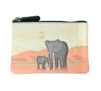 Mala Leather Savanna Safari Elephants & Giraffes Leather Coin Purse - Elephants