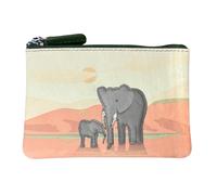 Mala leather Savanna Safari Elephants & Giraffes Leather Coin Purse | Size: Small Mala leather Multicolor Small