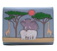 Mala Leather Savanna Safari Scene with Elephants and Giraffes Small Tri Fold Purse - 38-3689