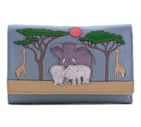 Mala Leather Savanna Safari Scene with Elephants & Giraffes Large Tri fold Purse - 38 3688