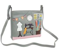 Mala Leather Sewing Room Collection Leather Shoulder/Cross Body Bag 7147_22b Grey