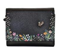 Mala Leather Shiloh Butterfly Compact Tri-Fold Purse - 3629-96 (Black)