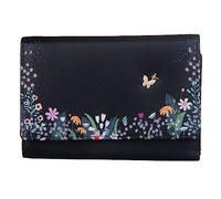 Mala Leather Shiloh Butterfly Large Tri-Fold Purse - 3628-96 (Black)