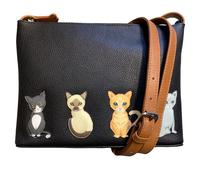 Mala Leather Sitting Cats Midi Crossbody bag (Black)