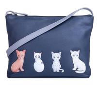 Mala Leather Sitting Cats Midi Crossbody bag (Navy Blue)