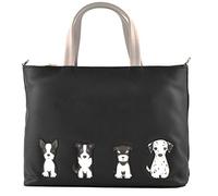 Mala Leather Sitting Dogs Grab Bag with Shoulder Strap 7217-65 (Black)