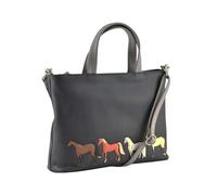 Mala Leather Soft Leather Equestrian Horse Applique Picture Grab/Shoulder Bag (Grey)