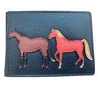 Mala Leather Horse Equestrian Soft Leather ID Holder - Grey