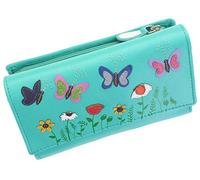 Mala Leather Sophia Collection Soft Leather Tri Fold Purse RFID 3514_42 Turquoise
