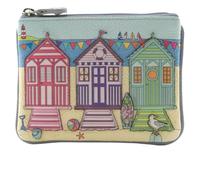 Mala Leather Southwold Seafront Coin & Card Purse - Genuine Leather Beach Hut RFID Zip Purse with Card Slots - 12 x 9.5 cm