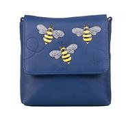 Mala Leather Suri Bee Small Crossbody Soft Leather Bag (Blue)