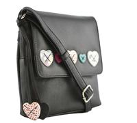 Mala Leather The Anishka Lucy Hearts Small Flapover Crossbody - One Size - Black - Leather