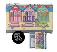 Mala Leather The Southwold Seafront Collection Tri Fold Purse - One Size - Multi pastel - leather