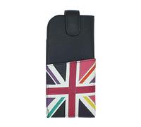 Mala Leather Union Jack Collection Leather Glasses Case 5139_29 Navy