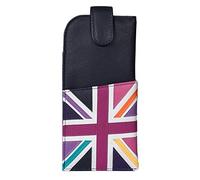 Mala Leather Union Jack Glasses case soft leather wide tab top (Bright Multi)