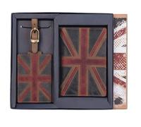 Mala Leather Union Jack Leather Passport & Luggage Tag Gift Set - Brown