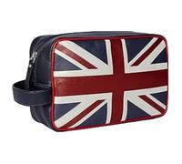Navy Union Jack Leather Toiletry Washbag Mala leather Navy Large