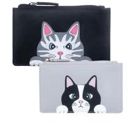 Mala Leather Vinny & Victor Cats Coin & Card Purse - one size - Black - leather