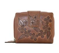 Mala Leather Wild Bloom Floral Classic Tan Leather Tab Purse - Tan