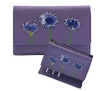 Mala leather Women's Amana Cornflower Garden Collection Leather Purse - Black in Purple Mala leather Purple One Size
