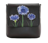 Mala leather Women's Amana Cornflower Garden Flap Crossbody Bag in Black Mala leather Black One Size