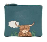 Mala leather Women's Bella Highland Cow RFID Coin Purse Leather in Teal Mala leather Teal One Size