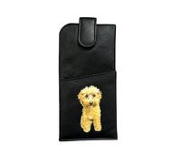 Mala leather Women's Coco Dog Glasses Leather Wide Fit Case in Black Mala leather Black