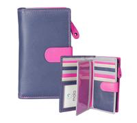 Mala leather Women's Grafton Large Tab leather Purse - Grey/Pink in Navy Mala leather Navy One Size