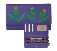 Mala leather Women's Hamilton Classic Scottish Thistle Design Matinee Purse in Purple Mala leather Purple One Size