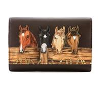 Mala leather Women's Horse Appliqué RFID Leather Tri-Fold Purse in Dark Brown Mala leather Dark Brown One Size