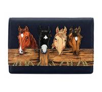 Mala leather Women's Horse Appliqué RFID Leather Tri-Fold Purse in Dark Navy Mala leather Dark Navy One Size