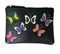Mala leather Women's Juno Butterflies Leather RFID Coin & Card Purse in Black Mala leather Black One Size