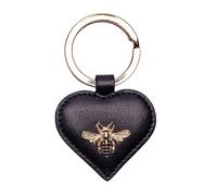 Mala leather Women's Leather Heart Bee Keyring in Black | Size: Small Mala leather Black Small