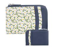 Mala leather Women's Maisie Floral Daisy Garden Coin & Card Purse in Navy Mala leather Navy One Size