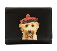 Mala leather Women's Maltipoo Cavapoo Cocos Tartan Hat Small Leather Trifold Purse in Black Mala leather Black One Size