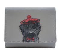 Mala leather Women's Maltipoo Cavapoo Cocos Tartan Hat Small Leather Trifold Purse in Grey Mala leather Grey One Size