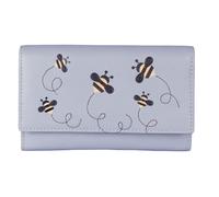 Mala leather Women's Mischa Bee Leather Flapover Purse in Grey Mala leather Grey One Size