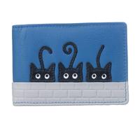 Mala leather Women's Peek A Boo Black Cats Id Card Leather Holder in Blue | Size: Small Mala leather Blue Small