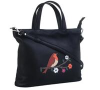 Mala leather Women's Robin Bird Multi-Way Leather Grab Bag in Black Mala leather Black One Size