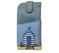 Mala leather Women's Sandbanks Wide Fitting Leather Glasses Case in Blue Mala leather Blue