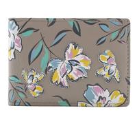 Mala leather Women's Zinnia Floral Leather RFID ID Card Holder in Grey Mala leather Grey One Size